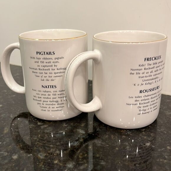 Vintage Kellogg's Kids Norman Rockwell Corn Flakes Mugs - Set of Two - Picture 2 of 8
